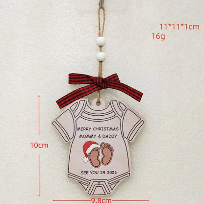 Christmas Cute Letter House Bow Knot Wood Indoor Party Decorations Hanging Ornaments