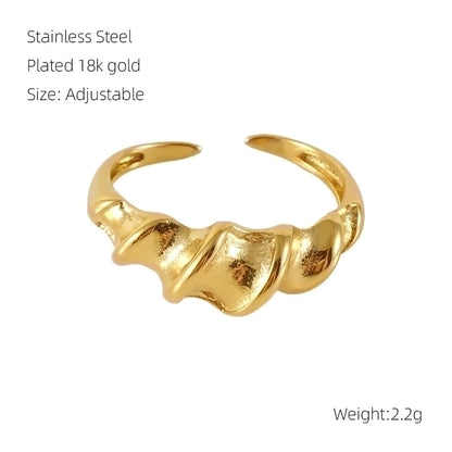 304 Stainless Steel 18K Gold Plated IG Style Plating Geometric Titanium Steel Open Ring