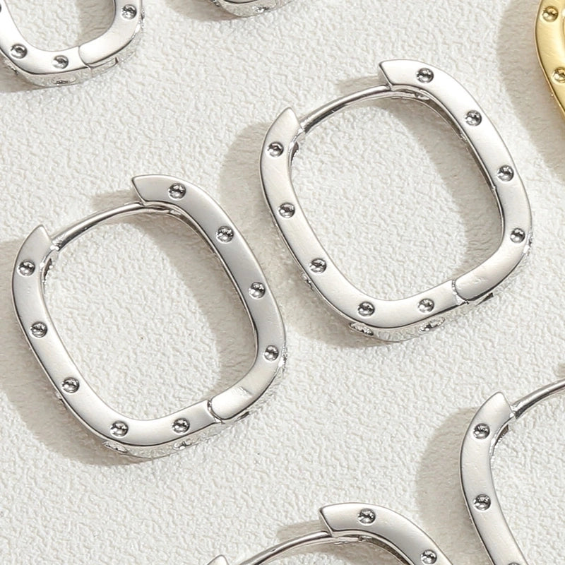 1 Pair Cute Minimalist Commute Square Plating Inlay Copper Zircon 14k Gold Plated White Gold Plated Hoop Earrings