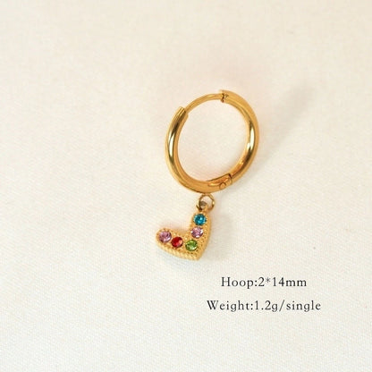 6 Pieces Minimalist Classic Style Solid Color Inlay 304 Stainless Steel Rhinestones Drop Earrings