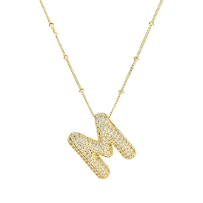 Casual Hip-Hop Rock Letter 304 Stainless Steel Copper Inlay 18K Gold Plated Zircon Pendant Necklace