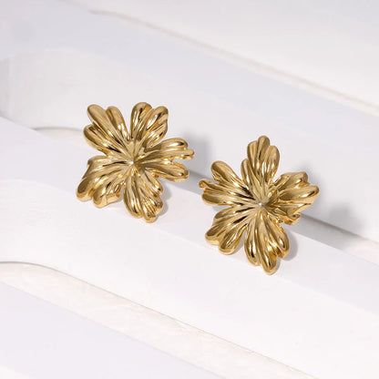 Cute Flower Stainless Steel Electroplating Stud Earrings