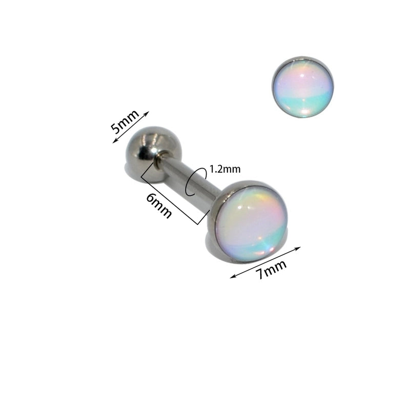 1 Piece Tongue Rings Minimalist Gradient Color 304 Stainless Steel Resin Polishing Resin Tongue Rings