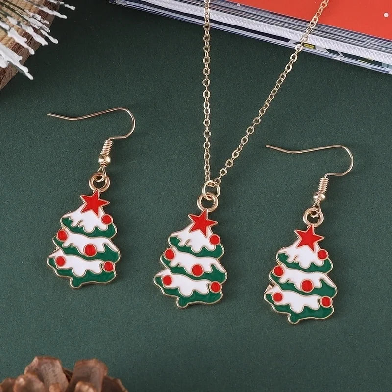 Cute Christmas Tree Santa Claus Christmas Socks Alloy Earrings Necklace