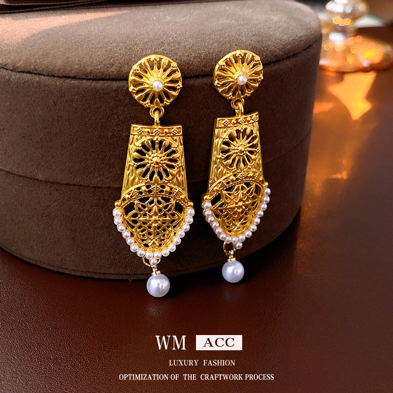 2 Pieces Mid-century Modern Round Geometric Copper Electroplating Earrings