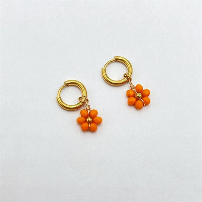 1 Pair Pastoral Flower Inlay 304 Stainless Steel Plastic Stainless Steel Earrings