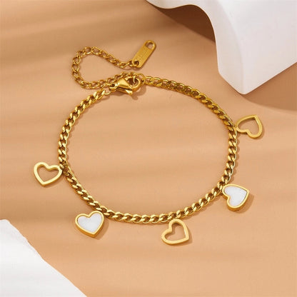 Minimalist Classic Style Heart Shape 304 Stainless Steel Stainless Steel Bracelets In Bulk