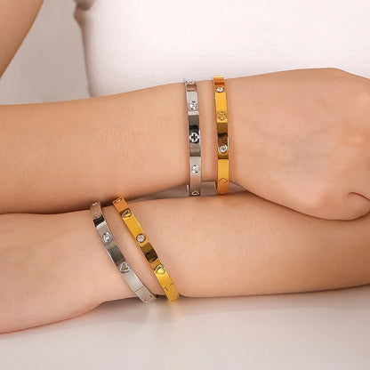 IG Style Circle Irregular Heart Stainless Steel Electroplating Bangles