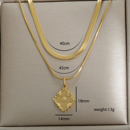 Modern Style Classic Style Letter Heart Shape Flower 304 Stainless Steel Plating Double Layer Necklaces Pendant Necklace