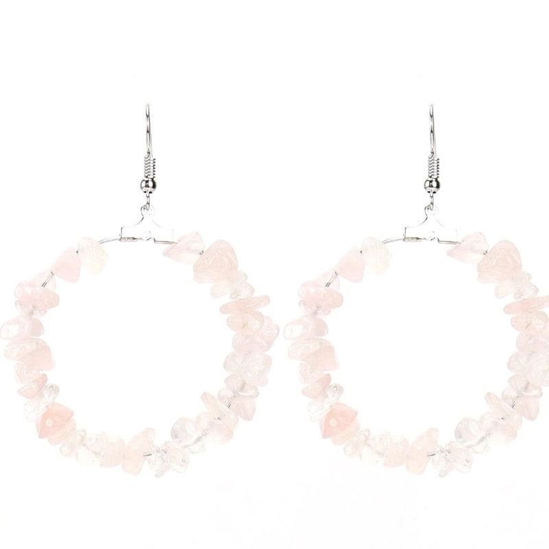 2 Pieces Ig Style Irregular Circle Beaded Plating Alloy Natural Stone Drop Earrings