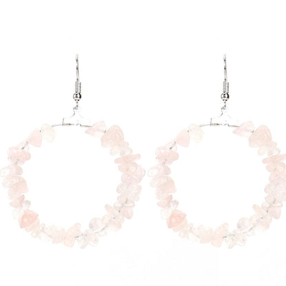 2 Pieces Ig Style Irregular Circle Beaded Plating Alloy Natural Stone Drop Earrings
