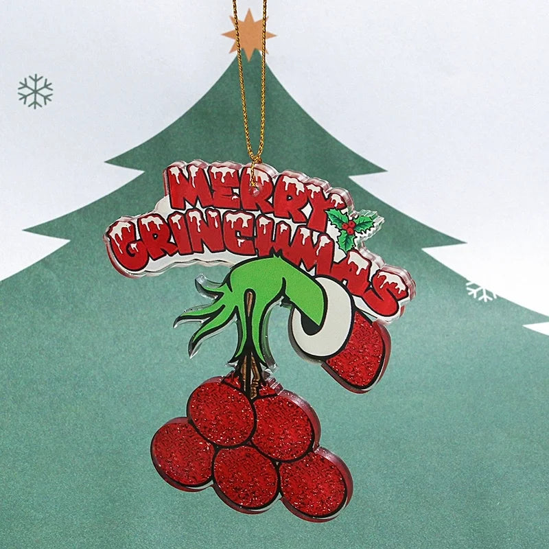 Cute Grinch Arylic Christmas Bag Pendant