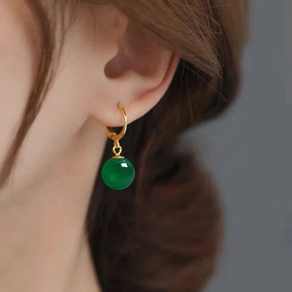 1 Pair Elegant Round Agate Drop Earrings