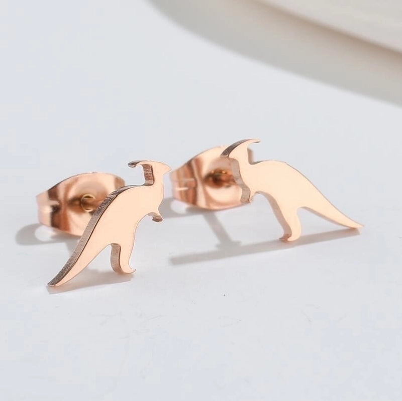 1 Pair Minimalist Dinosaur Plating 304 Stainless Steel 18K Gold Plated Ear Studs