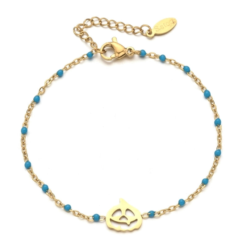 Cool Style Pumpkin Stainless Steel Plating Hollow Out Bracelets