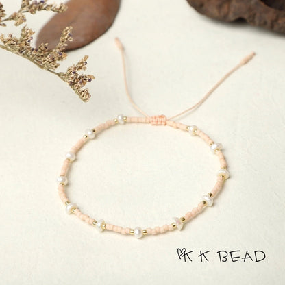 1 Piece Minimalist Color Block Freshwater Pearl Glass Beaded Bracelets