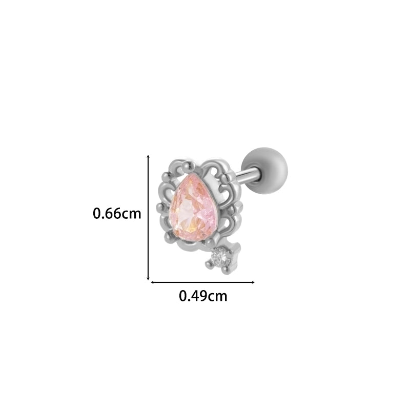 Henson New Copper Inlaid Zircon Star Moon Flower Screw Thin Rod Titanium Steel Ear Bone Stud Cartilage Piercing Earrings