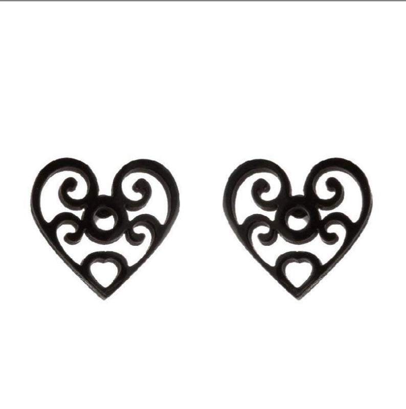 1 Pair Fashion Heart Shape Flower Plating 304 Stainless Steel 18K Gold Plated Stainless Steel Earrings