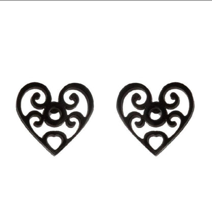 1 Pair Fashion Heart Shape Flower Plating 304 Stainless Steel 18K Gold Plated Stainless Steel Earrings