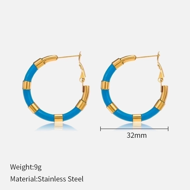 1 Pair IG Style Minimalist U Shape Enamel Plating 304 Stainless Steel 18K Gold Plated Earrings