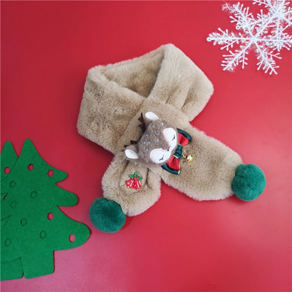 Children's Scarf Autumn And Winter Christmas Gift Elk Scarf Baby Girl Imitation Rabbit Fur Warm Cartoon Baby Scarf