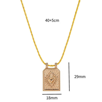 Copper Gold Plated Enamel Tarot Pendant Necklace