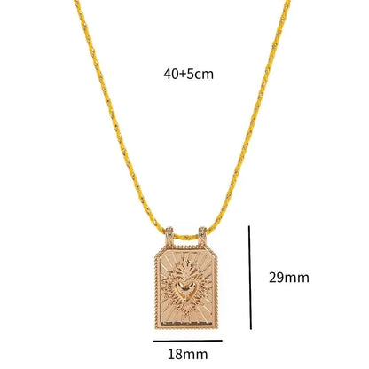 Copper Gold Plated Enamel Tarot Pendant Necklace