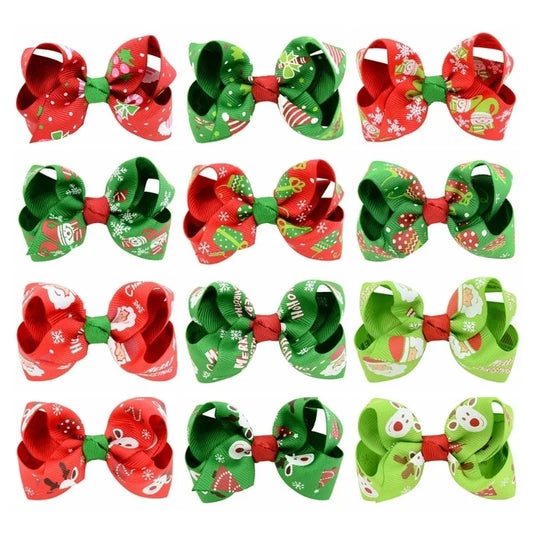 Fashion Santa Claus Bow Knot Cloth Hair Clip