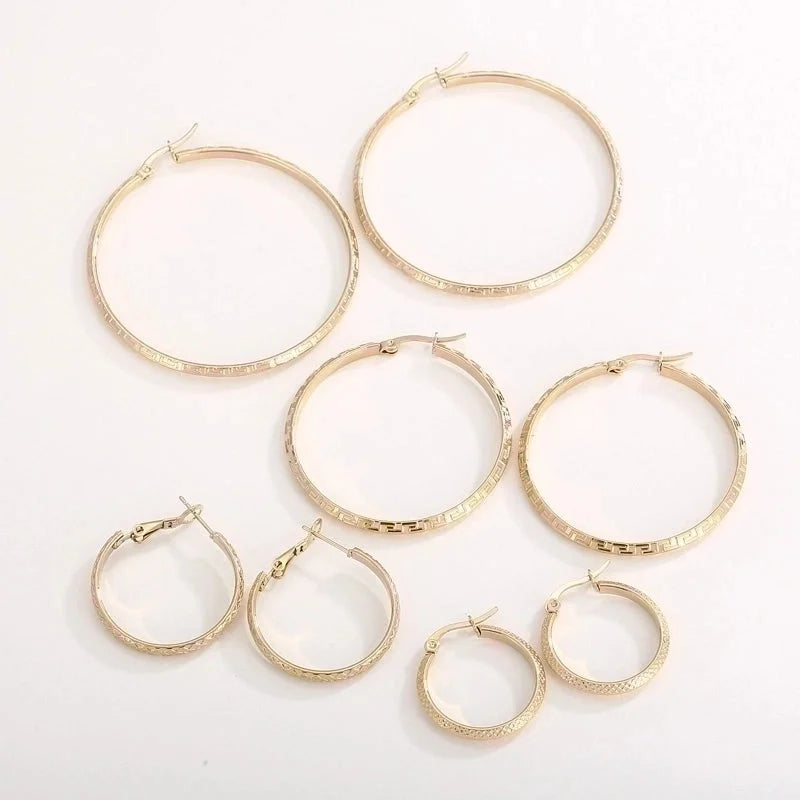 1 Pair Casual Minimalist Solid Color Plating Titanium Steel 18K Gold Plated Hoop Earrings