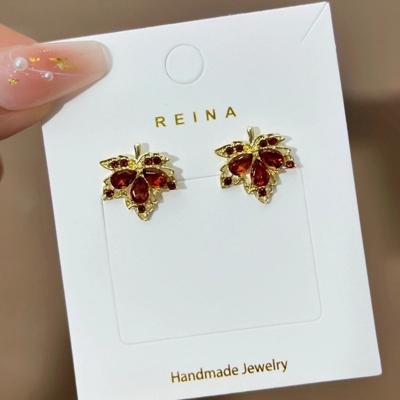 1 Pair Fashion Leaf Flower Bow Knot Imitation Pearl Alloy Rhinestones Earrings