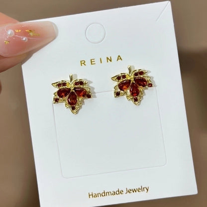 1 Pair Fashion Leaf Flower Bow Knot Imitation Pearl Alloy Rhinestones Earrings