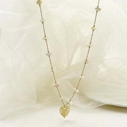 Casual Vacation Leaves Stainless Steel Gravel Polishing Plating Gold Plated Necklace