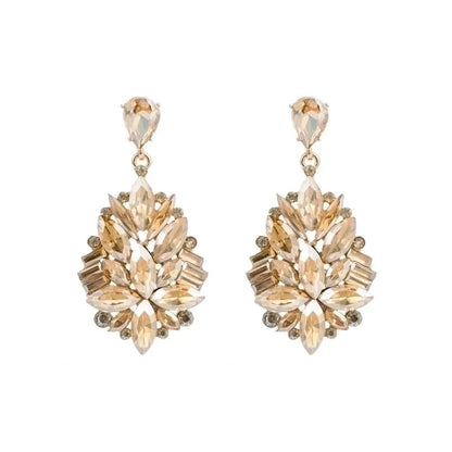 1 Pair Fashion Solid Color Inlay Alloy Rhinestones Glass Drop Earrings