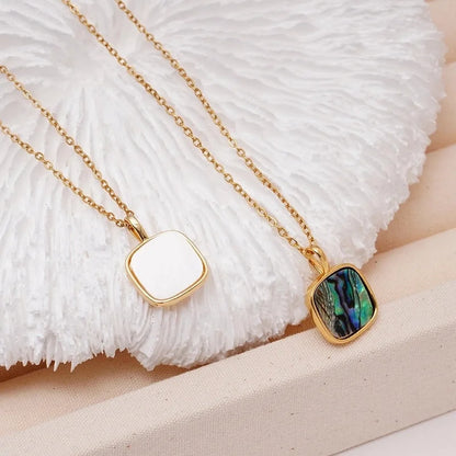 Minimalist Geometric 304 Stainless Steel Copper Shell Inlay Pendant Necklace
