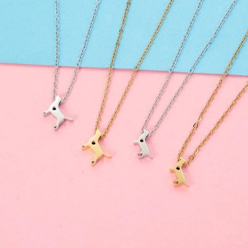 Cute Minimalist Dog Heart Shape 304 Stainless Steel 18K Gold Plated Plating Pendant Necklace