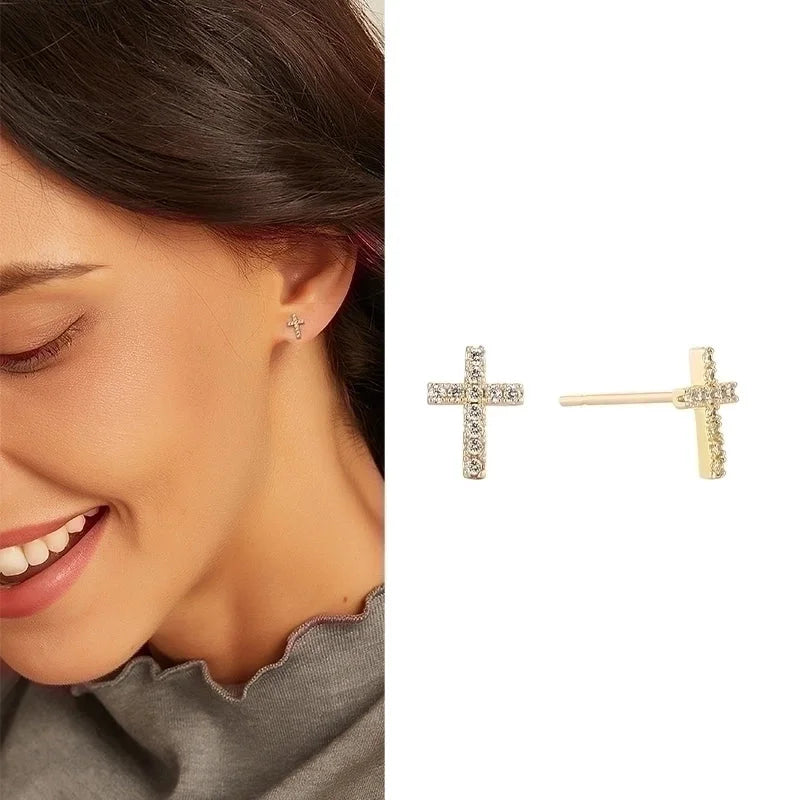 1 Pair Minimalist Flower Plating Inlay Copper Zircon 18k Gold Plated Ear Studs