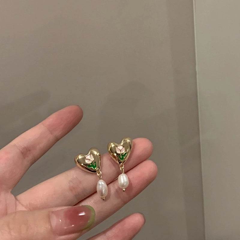 1 Pair IG Style Minimalist U Shape Geometric Flower Inlay Imitation Pearl Artificial Pearls Rhinestones Drop Earrings Ear Studs