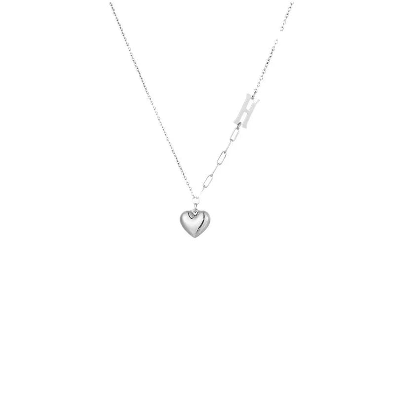 Sweet Geometric Heart Shape Titanium Steel Pendant Necklace