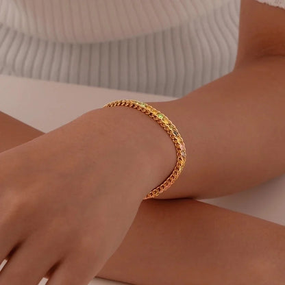 IG Style Colorful Solid Color 201 Stainless Steel 18K Gold Plated Zircon Tennis Chain Bracelets In Bulk