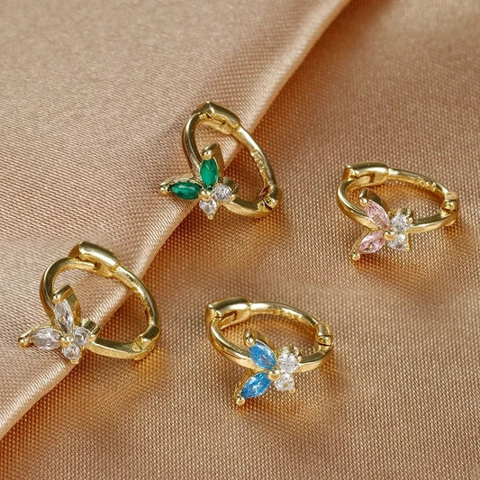 1 Piece Minimalist Color Block Butterfly Plating Copper Huggie Earrings