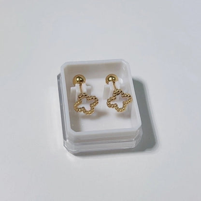1 Pair Sweet Cross Heart Shape Snowflake Plating 304 Stainless Steel Titanium Steel 18K Gold Plated Cartilage Earrings