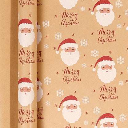 Large Size Gift Wrapping Paper Roll Brown Christmas Reindeer Head Elk Green Plaid Gift Box Recyclable Gift Paper