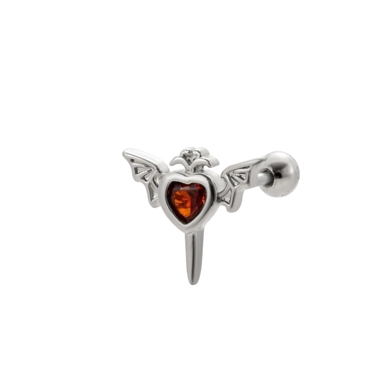 1 Piece Ear Cartilage Rings & Studs Vintage Style Bat 316L Stainless Steel Copper Plating Inlay Zircon