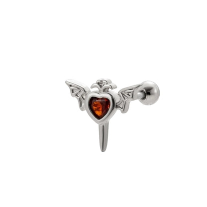 1 Piece Ear Cartilage Rings & Studs Vintage Style Bat 316L Stainless Steel Copper Plating Inlay Zircon
