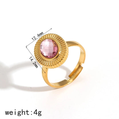 304 Stainless Steel 18K Gold Plated Minimalist Classic Style Polishing Plating Inlay Oval Zircon Rings Earrings