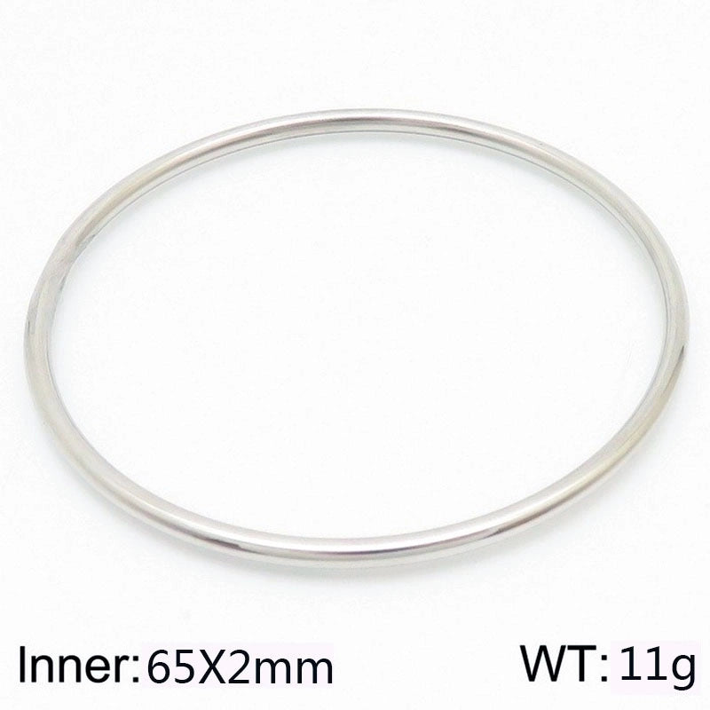 304 Stainless Steel 18K Gold Plated Minimalist Round Solid Color Bangle