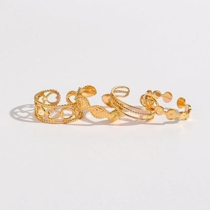 Fashion Geometric 304 Stainless Steel 18K Gold Plated Plating Open Ring