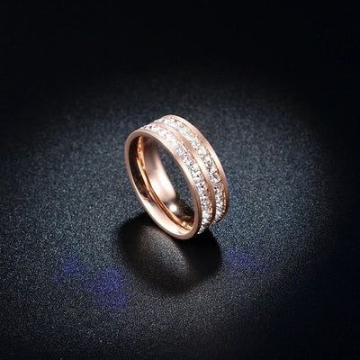Minimalist Geometric Titanium Steel Inlay Rhinestones Rings 1 Piece