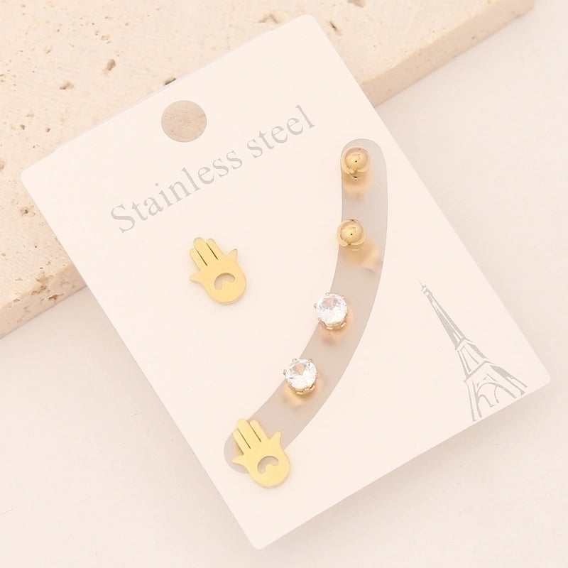 1 Set Preppy Style Minimalist Commute Star Patchwork Stainless Steel 18K Gold Plated Ear Studs