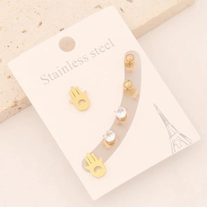 1 Set Preppy Style Minimalist Commute Star Patchwork Stainless Steel 18K Gold Plated Ear Studs